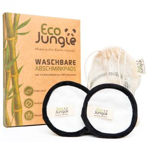 ECO JUNGLE Waschbare Abschminkpads - Abschminktücher (12 Stück) - 3-Layer Wattepads aus Bambus und Baumwolle - Zero Waste - Nachhaltig & Wiederverwendbar + 2 Waschbeutel