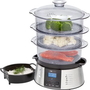 Clatronic DG 3547 elektrischer Dampfgarer | Steam Cooker | Reiskocher, mit 3 Dampfgarbehältern inkl. Reis-Schale | Digital-Timer | LCD-Display Clatronic DG 3547 elektrischer Dampfgarer | Steam Cooker | Reiskocher, mit 3 Dampfgarbehältern inkl. Reis-Schale | Digital-Timer | LCD-Display