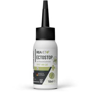 REAVET EctoStop Spot On Cat 50ml – Zeckenschutz & Parasitenabwehr mit Kokosöl Katze – Repellent zur Abwehr von Zecken, Flöhen, Milben