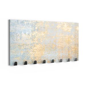 DEQORI Kleiderhaken Glas 60x30 cm 'Wand mit Gold-Struktur' Wand Garderobe beschreibbar