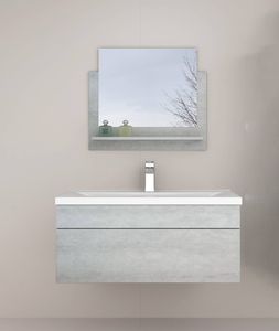 HOME DELUXE - Badmöbel WANGEROOGE BIG M Grau (HB) Badezimmermöbel Waschbecken Unterschrank Spiegel