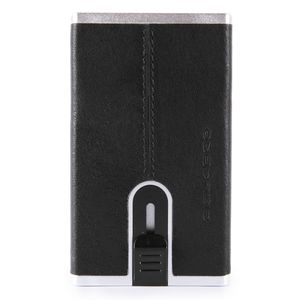 PIQUADRO Black Square Compact Wallet Slider RFID Nero