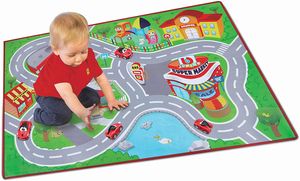 BB Junior - Spielmatte - Ferrari Junior City inkl. Spielzeugauto (100x70cm) Spielteppich Spielzeugauto
