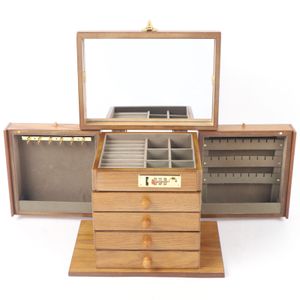Velká dřevěná šperkovnice 5stupňová úložná krabice Šperkovnice Dárková krabice Skladovací organizér