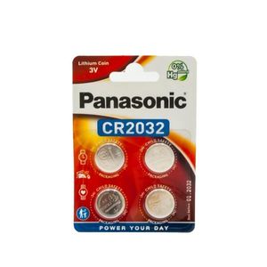 Lithiová baterie Panasonic, knoflíkový článek, CR2032, 3V elektronika, lithiové napájení, maloobchodní blistr (4-balení)