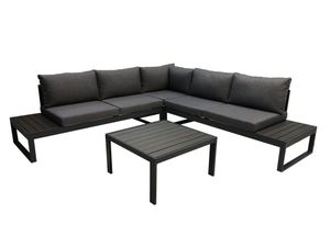 Lounge Set  CAVOUR mit Ecksofa 250x250cm und Lungetisch , Aluminium anthrazit, Polster grau