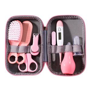 baby pflegeset, 8-in-1-Babyhaarbürste / Nagelknipser / Nasenreiniger / Fingerzahnbürste / Nagelschere / Maniküre-Set -rosa