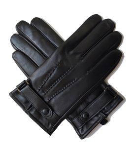 anagre Herren Winter Lederhandschuhe, Handschuhe Outdoor Sports Handschuhe Leder Winter Handschuhe für Fahren Motorrad Radfahren, Schwarz, Größe L