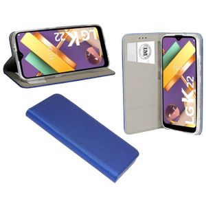 Buch Tasche "Smart" für LG K22 Handy Hülle Etui Brieftasche Schutzhülle mit Standfunktion, Kartenfach Blau