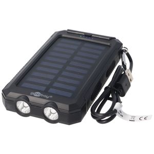 Goobay Outdoor Solar Powerbank 8.0 - 8.000 mAh - mit Solarpanel und Taschenlampenfunktion, Karabiner und eingebauter Kompass