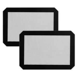 2er Set Silikon Backmatte Backfolie Fiberglas 40x30 cm Dauerbackmatte Backunterlage Wiederverwendbar Antihaft Dauerbackpapier Silikonmatte