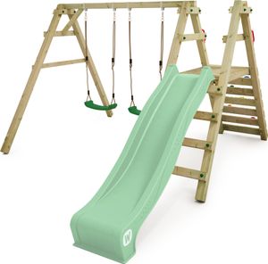 WICKEY Kinderschaukel Schaukelgestell Prime Sky Slider Schaukel, Schaukelgerüst, Einzelschaukel & Trapez mit Rutsche – blau