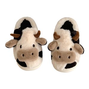 ASKSA Kuh Hausschuhe Uni Cow Slippers Flaumig Pluesch Warme Schuhe Niedliche Cartoon Hauspantoffeln, Groesse: 38-39