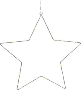 LED Metallstern Silhouette weiß mit Saugnapf zum Hängen - 30 cm - Deko Leuchtstern warm weiß beleuchtet Batterie betrieben mit Timer - Weihnachten Advent Winter Fenster Leuchte