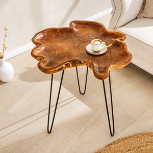 riess-ambiente Einzigartiger Beistelltisch WILD 65cm natur Teakholz Hairpin Legs Couchtisch