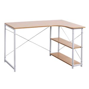 WOLTU Schreibtisch Computertisch Büromöbel PC Tisch Bürotisch Arbeitstisch aus Holz und Stahl, mit Ablage, Heller Eiche+weiß,120x74x71,5 cm