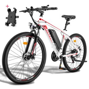 LCD E-Bikes MTB 26 Zoll Elektro-Moutian-Fahrrad, Elektrofahrrad, E-Bike, 36 V/13 Ah, Lithiumbatterie, 250 W, Laufleistung 55–100 km Weiss