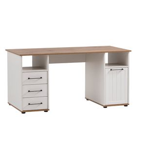 Schreibtisch im Landhaus Stil, matt weiß mit Eiche, JAUSA-80