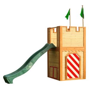 AXI Spielhaus Arthur mit grüner Rutsche | Spielschloss aus  Holz für Kinder | Spielturm für den Garten