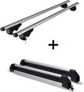 Dachträger Rio 120 + Skiträger / Snowboardträger / Skihalter Silver Ice ausziehbar kompatibel mit Chrysler kompatibel mit Jeep Cherokee KJ 01-'07 Dachträger Rio 120 + Skiträger / Snowboardträger / Skihalter Silver Ice ausziehbar kompatibel mit Chrysler kompatibel mit Jeep Cherokee KJ 01-'07