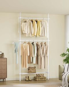 SONGMICS Kleiderständer deckenhoch, 3-stufige Garderobe, verstellbar, mit Greifarm, 1 Reihe