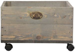 5 Stück Esschert Design Pflanzkasten auf Rollen, 39 x 39 x 25 cm, aus Holz, Größe S, mit 4 Kunststoffrollen, Holzkiste, Holzbox, Aufbewahrungsbox