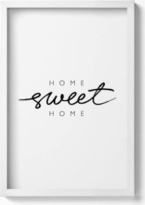 Dekorative Aufschrift für die Wohnung „Home, sweet home“– Wandbild mit Rahmen – Gerahmtes Bild  – Wanddekoration – 40x60 cm – Weiß