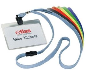 10 DURABLE Namensschilder mit Textilband 9,0 x 6,0 cm