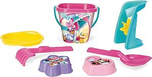 Wader 77442 - Eimergarnitur DISNEY Minnie Mouse mit Eimer, Sieb, Sandmühle, Schaufel, Rechen und 2 Sandformen, 7 teilig, mehrfarbig, ab 12 Monaten, ca. 20 cm, für fantasievolles Spielen