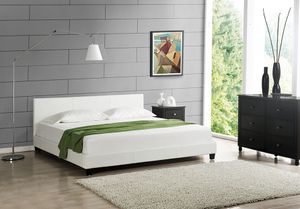 Modernes Doppelbett Polsterbett 200x200cm Weiß Bett Gestell Rahmen Kunst-Leder CORIUM