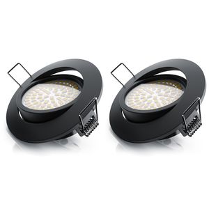 Brandson 2x LED Deckenspots dimmbar & schwenkbar Einbaustrahler mit Aluminium Rahmen in schwarz