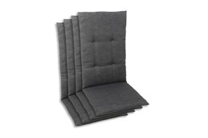 GO-DE Textil, Sesselauflage Hochlehner, 4er Set, Farbe: grau, Maße: 118 cm x 48 cm x 5 cm, Rueckenhoehe: 70 cm