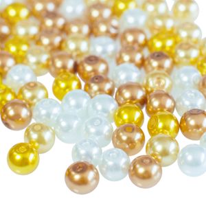 100 Glas-Perlen rund 8mm Fädelperlen Bastelperlen 8mm Farbmix, Farbe:Farbmix 5