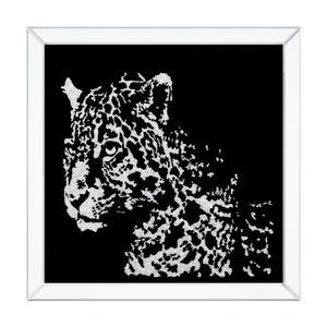 WISFOR Dekospiegel Leopard Glasbild, Wandbild mit Kristall Wandspiegel Flurspiegel Wandbilder Kunstdruck, 40×40cm