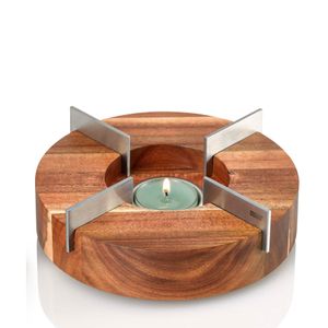 AdHoc TK51 Holz Teekannen-Stövchen Tuto 16 cm | Akazienholz | Edelstahl