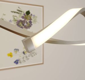 Lindby LED-Hängelampe Auron, nickelfarben, Metall, dimmbar