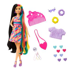 Barbie Totally Hair Puppe (schwarze/bunte Haare) inkl. Styling-Zubehör
