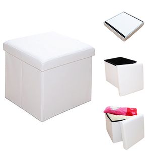 Style home Sitzhocker Sitzbank mit Stauraum, Faltbare Aufbewahrungsbox Sitztruhe Sitzwürfel Fußablage, belastbar bis 300 kg, Kunstleder, 38 * 38 * 38 cm (Weiß)