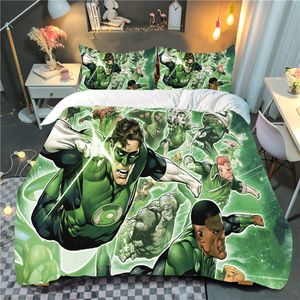 2tlg. Green Lantern 3D Druck Bettbezug Kinder Bettwäsche Kreativ Geschenk 135 x 200 cm + 80 x 80 cm #04