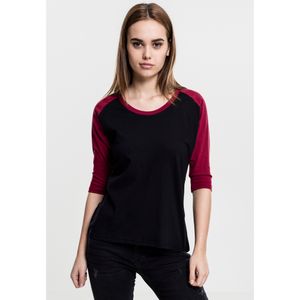 Urban Classics Female Shirt Ladies 3/4 Contrast Raglan Tee Black/Burgundy-S