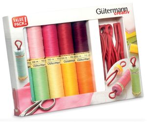 Gütermann Nähfaden-Set 10 Spulen mit Bobbin-Clips 10 Spulen à 100 m