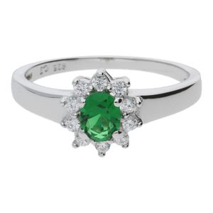 JuwelmaLux Silber Ring 925 mit synth. Smaragd und Zirkonia JL10-07-0027 Größe 56