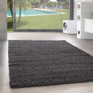Shaggy Wohnzimmerteppich Hochflor Langflor Teppich Soft Farbe Grau Einfarbig, Farbe:Grau, Grösse:80x150 cm