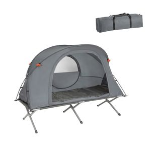 SoBuy OGS60-HG Feldbett mit Zelt Feldbett 4in1-Zelt mit Campingliege Schlafsack Wurfzelt Matratze und Zubehör Zelt 1 Person 1 Mann Zelt