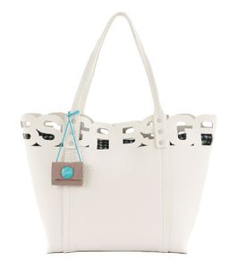 Gabs Leder Schultertasche Shopper Jade TG Flat Bag Bianco weiß