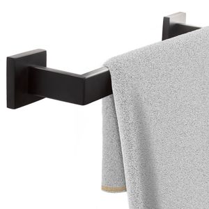 ECENCE Handtuchstange für Wandmontage, Handtuchhalter mit Schrauben in Schwarz, Badetuchhalter quad