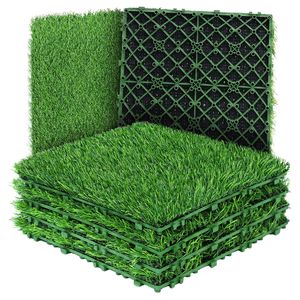 11 kusů umělé trávy terasové dlaždice podlahové dlaždice travní rohož 30x30cm 3cm zelená DIY zahradní umělá tráva koberec umělá tráva