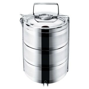 ORION Tragbare Lebensmittelbehälter aus Stahl Thermobehälter Kochgeschirr 3-stöckig 3x1,1l