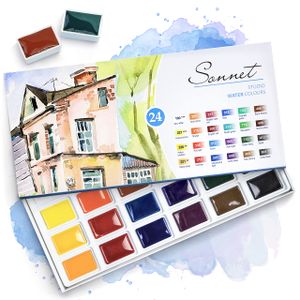 Sonnet Aquarellfarbkasten Set - 24 kräftige Studio Aquarellfarben - Hochwertige Künstler-Aquarelle von Nevskaya Palitra