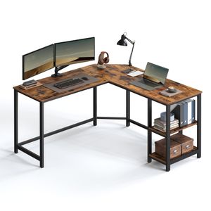 VASAGLE Schreibtisch L-förmiger Computertisch Eckschreibtisch mit 2 Ablagen LWD72X
